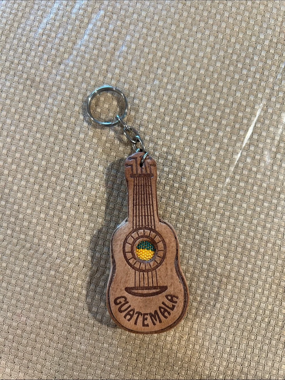 Wooden Guatemala Guitar Keychain - Brown